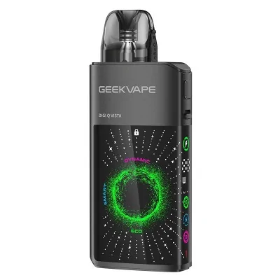 Kit Pod Digi Q Vista GeekVape noir avec écran LED circulaire vert, batterie 1600mAh Kit Pod Digi Q Vista GeekVape noir avec écran LED circulaire vert, batterie 1600mAh