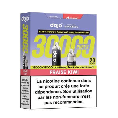 Pack Dojo Blast 30000 bouffées saveur fraise kiwi avec avertissement nicotine Pack Dojo Blast 30000 bouffées saveur fraise kiwi avec avertissement nicotine