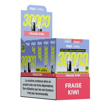 Boîtes de cigarettes électroniques Dojo 30000 bouffées, saveur fraise kiwi, par Vaporesso Boîtes de cigarettes électroniques Dojo 30000 bouffées, saveur fraise kiwi, par Vaporesso