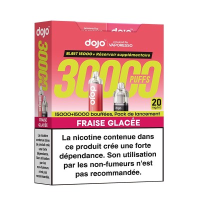 Pack Dojo 30000 bouffées saveur fraise glacée, cigarette électronique jetable Pack Dojo 30000 bouffées saveur fraise glacée, cigarette électronique jetable