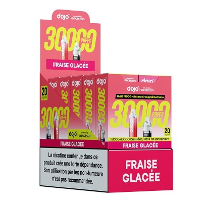 Pack de cigarettes électroniques Dojo 30000 bouffées saveur Fraise Glacée Pack de cigarettes électroniques Dojo 30000 bouffées saveur Fraise Glacée