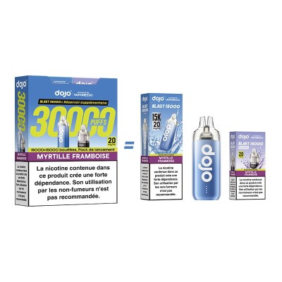 Kit Puff Dojo Blast Bundle 30K Myrtille Framboise - Cigarette électronique jetable Vaporesso Kit Puff Dojo Blast Bundle 30K Myrtille Framboise - Cigarette électronique jetable Vaporesso