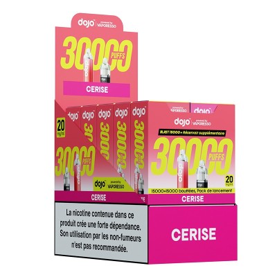 Paquets de cigarettes électroniques Dojo Blast 30K Cerise, saveur cerise, 30000 bouffées Paquets de cigarettes électroniques Dojo Blast 30K Cerise, saveur cerise, 30000 bouffées