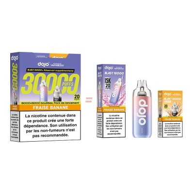 Kit Dojo Blast Bundle 30K parfum fraise banane, liquide e-cigarette et accessoires Kit Dojo Blast Bundle 30K parfum fraise banane, liquide e-cigarette et accessoires