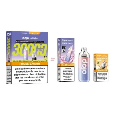 Kit Dojo Blast Bundle 30K parfum fraise banane, liquide e-cigarette et accessoires Kit Dojo Blast Bundle 30K parfum fraise banane, liquide e-cigarette et accessoires