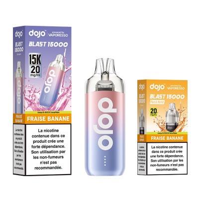 Produit Puff Dojo Blast 15000 Fraise Banane, cigarette électronique jetable avec boîte Produit Puff Dojo Blast 15000 Fraise Banane, cigarette électronique jetable avec boîte