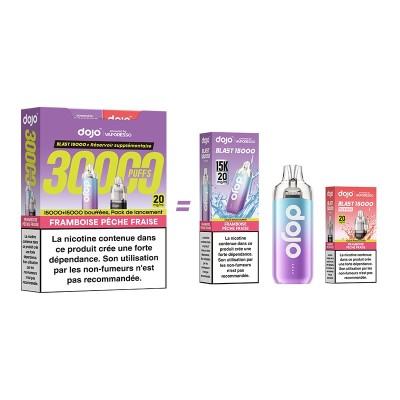 Bundle Puff Dojo Blast 30K saveurs framboise, pêche, fraise - Vaporesso e-cigarette jetable Bundle Puff Dojo Blast 30K saveurs framboise, pêche, fraise - Vaporesso e-cigarette jetable