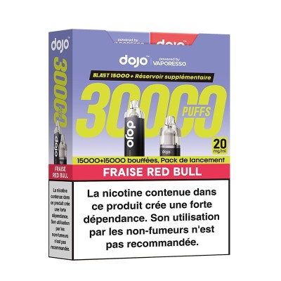 Puff Dojo Blast 30K Fraise Red Bull, cigarette électronique rechargeable 30000 bouffées Puff Dojo Blast 30K Fraise Red Bull, cigarette électronique rechargeable 30000 bouffées