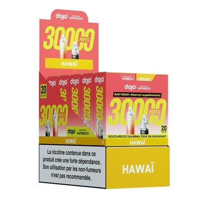 Pack de cigarettes électroniques jetables Puff Dojo Blast 30000 bouffées saveur Hawaï Pack de cigarettes électroniques jetables Puff Dojo Blast 30000 bouffées saveur Hawaï