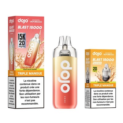 Cigarette électronique Puff Dojo Blast 15000 Triple Mangue avec boîte, saveur exotique Cigarette électronique Puff Dojo Blast 15000 Triple Mangue avec boîte, saveur exotique