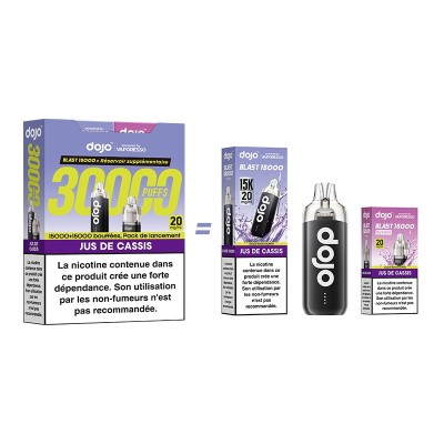Kit cigarette électronique Puff Dojo Blast 30K saveur cassis, 30000 bouffées, rechargeable Kit cigarette électronique Puff Dojo Blast 30K saveur cassis, 30000 bouffées, rechargeable