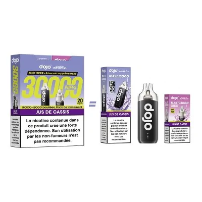 Kit cigarette électronique Puff Dojo Blast 30K saveur cassis, 30000 bouffées, rechargeable Kit cigarette électronique Puff Dojo Blast 30K saveur cassis, 30000 bouffées, rechargeable