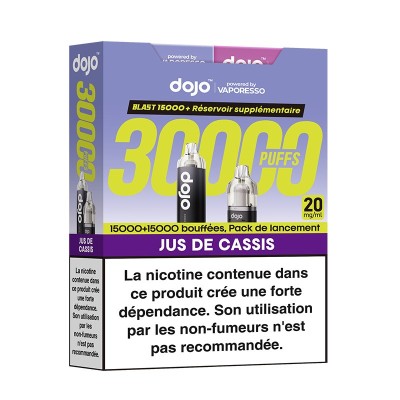 Pack Dojo Blast 30000 bouffées cigarette électronique rechargeable saveur jus de cassis Pack Dojo Blast 30000 bouffées cigarette électronique rechargeable saveur jus de cassis