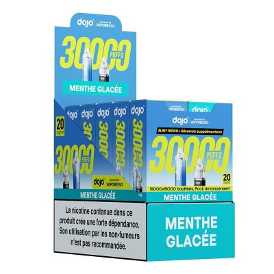 Paquet de cigarettes électroniques Dojo 30000 bouffées saveur menthe glacée Paquet de cigarettes électroniques Dojo 30000 bouffées saveur menthe glacée