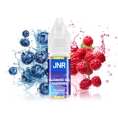 E-liquide JNR myrtille framboise 10ml, sel de nicotine 20mg, fruits éclaboussés bleu et rouge