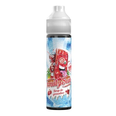 Bouteille de sirop Fruity Sun Grenadine 50ml, design coloré avec fruits rouges glacés Bouteille de sirop Fruity Sun Grenadine 50ml, design coloré avec fruits rouges glacés