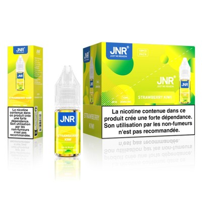 E-liquide JNR Fraise Kiwi 10ml, sels de nicotine 20mg, bouteille et boîte