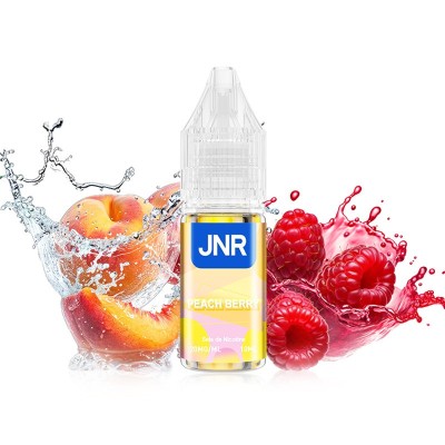 E-liquide Peach Berry JNR 10ml, parfum pêche et framboise, avec splash de fruits et flacon E-liquide Peach Berry JNR 10ml, parfum pêche et framboise, avec splash de fruits et flacon