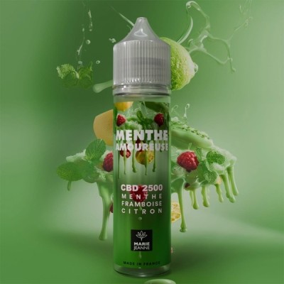 E-liquide CBD Menthe Amoureuse 50ml, saveur menthe framboise citron, splash vert E-liquide CBD Menthe Amoureuse 50ml, saveur menthe framboise citron, splash vert