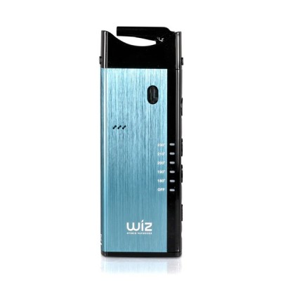 Vaporisateur Wiz Hybrid 2ml, design compact noir et bleu métallique avec boutons de contrôle Vaporisateur Wiz Hybrid 2ml, design compact noir et bleu métallique avec boutons de contrôle