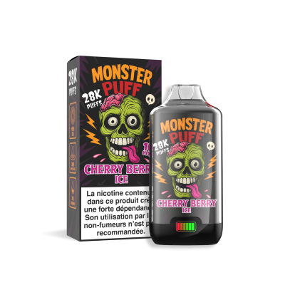 E-cigarette Monster Puff 28k Cherry Berry Ice avec boîte et flacon de e-liquide E-cigarette Monster Puff 28k Cherry Berry Ice avec boîte et flacon de e-liquide