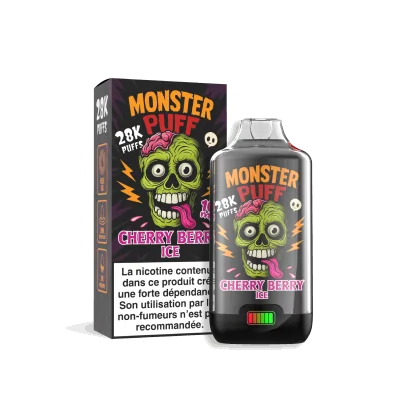 E-cigarette Monster Puff 28k Cherry Berry Ice avec boîte et flacon de e-liquide E-cigarette Monster Puff 28k Cherry Berry Ice avec boîte et flacon de e-liquide