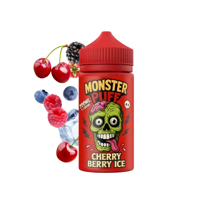 E-liquide Monster Puff 200ml Cherry Berry Ice avec fruits rouges et glaçons, saveur cerise