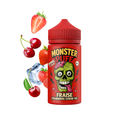 E-liquide Monster Puff 200ml saveur fraise framboise cerise glacée avec fruits frais E-liquide Monster Puff 200ml saveur fraise framboise cerise glacée avec fruits frais