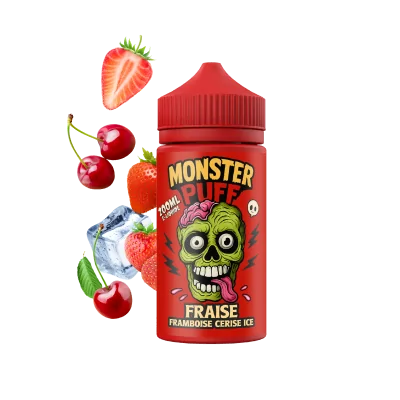 E-liquide Monster Puff 200ml saveur fraise framboise cerise glacée avec fruits frais E-liquide Monster Puff 200ml saveur fraise framboise cerise glacée avec fruits frais