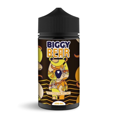 Bouteille de e-liquide Biggy Bear saveur Vanilla Crunch 200ml, design dessin animé ours Bouteille de e-liquide Biggy Bear saveur Vanilla Crunch 200ml, design dessin animé ours