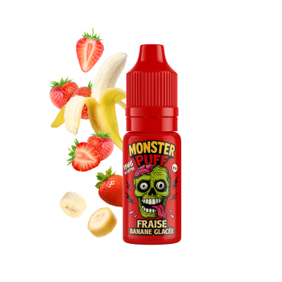 E-liquide Monster Puff Fraise Banane Glacée avec fruits frais et logo zombie vert E-liquide Monster Puff Fraise Banane Glacée avec fruits frais et logo zombie vert