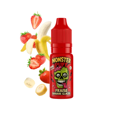 E-liquide Monster Puff Fraise Banane Glacée avec fruits frais et logo zombie vert