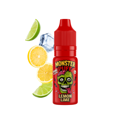 Flacon rouge Monster Puff e-liquide goût citron-lime avec fruits frais et glaçons Flacon rouge Monster Puff e-liquide goût citron-lime avec fruits frais et glaçons