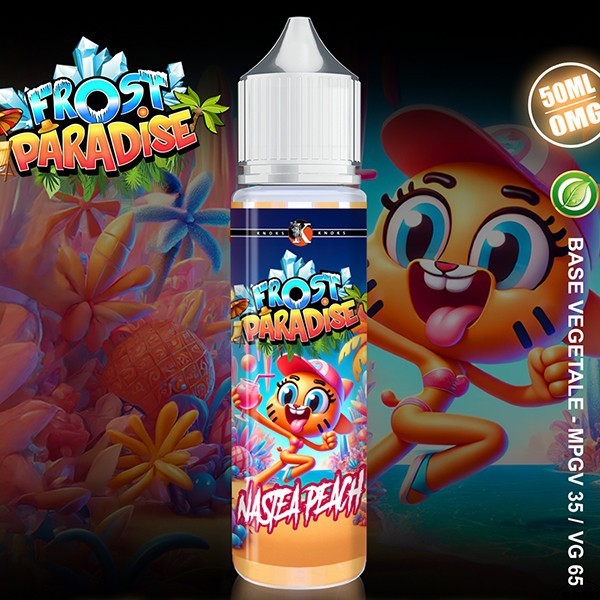 Nastea Peach 50ml - E-liquide Frost Paradise Knoks Pêche Framboise Citron Frais