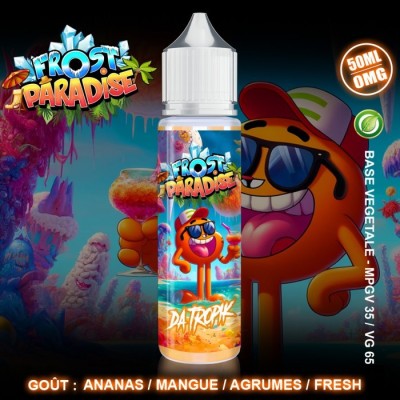 E-liquide Frost Paradise Da Tropik 50ml, saveur ananas mangue agrumes, flacon coloré E-liquide Frost Paradise Da Tropik 50ml, saveur ananas mangue agrumes, flacon coloré