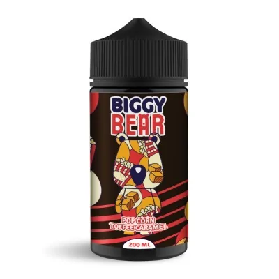 Flacon e-liquide Biggy Bear Pop Corn Toffee Caramel 200ml, saveur gourmande pour vapoteuse