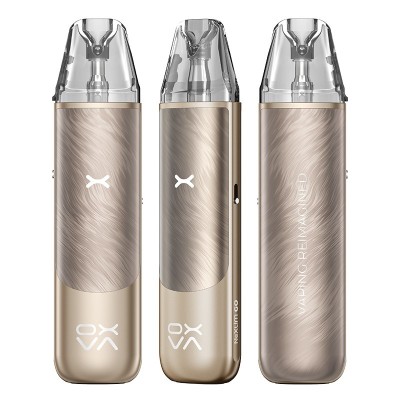 Kit Pod NeXLIM Go 1800mAh OXVA, 3 cigarettes électroniques en métal brossé doré avec embout transparent