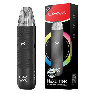 Kit Pod NeXLIM Go OXVA avec batterie 1800mAh, dispositif et emballage noir et rouge