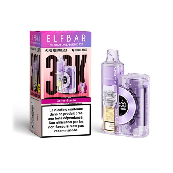 Puff NIO30K Cerise Glacée - Elfbar Kit Rechargeable 30000 Bouffées
