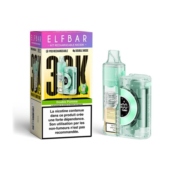 Puff NIO30K Double Pomme - Elfbar Rechargeable 30000 Bouffées