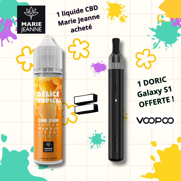 Pack E-liquide CBD Délice Tropical Marie Jeanne + Doric Galaxy S1 Offerte