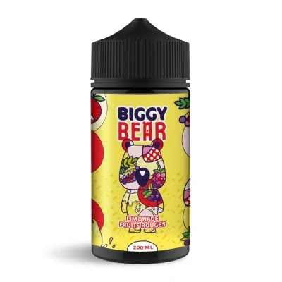 Bouteille e-liquide Biggy Bear Limonade Fruits Rouges 200ml, design coloré avec ours