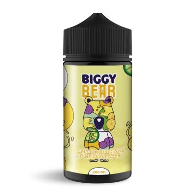 Flacon e-liquide Biggy Bear Limonade Citron Vert Myrtilles Sauvages 200ml, design coloré