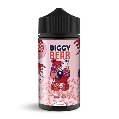 Flacon e-liquide Biggy Bear saveur grenadine framboise fraise, 200ml, design ours rose