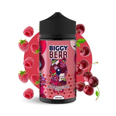 Flacon Biggy Bear 200ml saveur cerise framboise avec fruits frais illustration Flacon Biggy Bear 200ml saveur cerise framboise avec fruits frais illustration