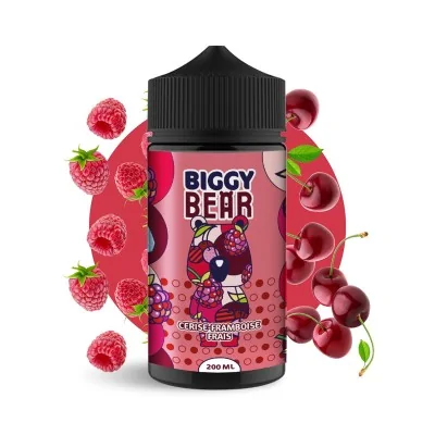 Flacon Biggy Bear 200ml saveur cerise framboise avec fruits frais illustration