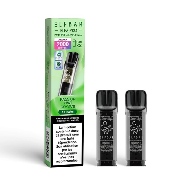 Pod pré-rempli Passion Kiwi Goyave 2ml Elfa Pro - ElfBar (pack de 2)