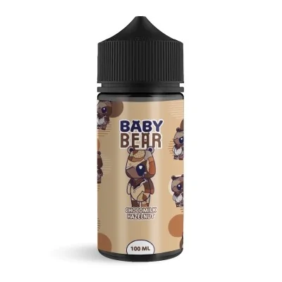 Baby Bear Chocomilk Hazelnut e-liquid bottle, 100ml, with cartoon bear illustrations