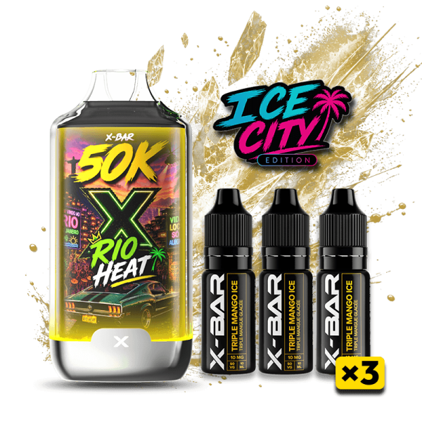 Rio Heat – X-BAR 50K Ice City + 3 e-liquides 10 ml