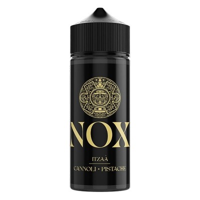 Flacon noir NOX Itzaa saveur Cannoli Pistache 50ml avec logo aztèque doré Flacon noir NOX Itzaa saveur Cannoli Pistache 50ml avec logo aztèque doré